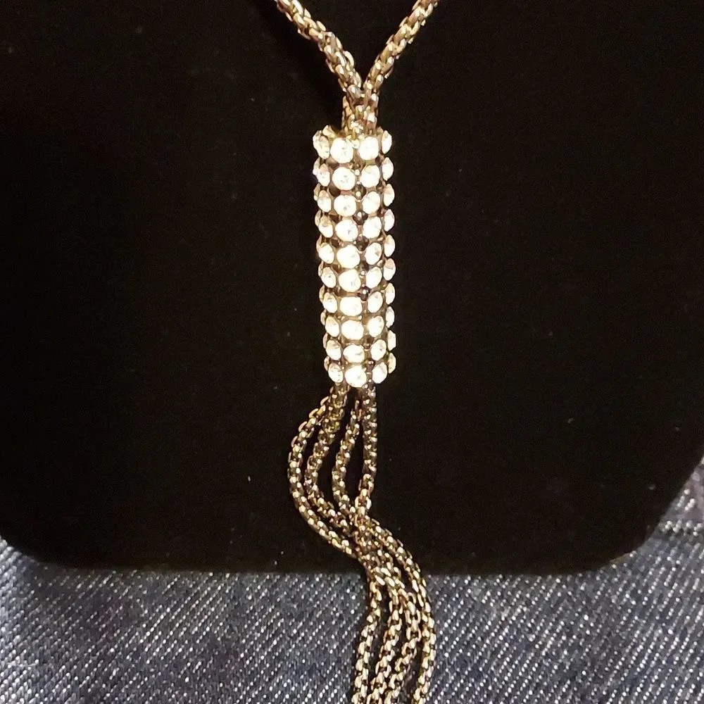 PARKLANE crystal necklace pendant tassel long necklace hematite